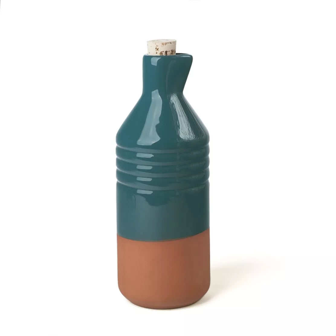 Glazed terracotta clay bottle - Green