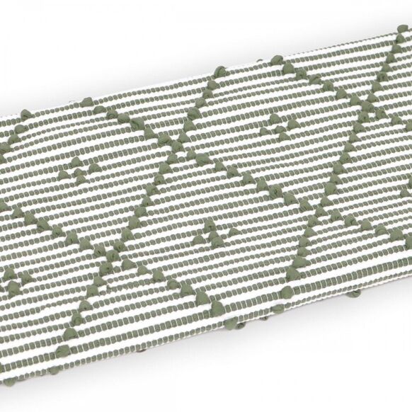 Handmade Rug - Small - Olive Green & White