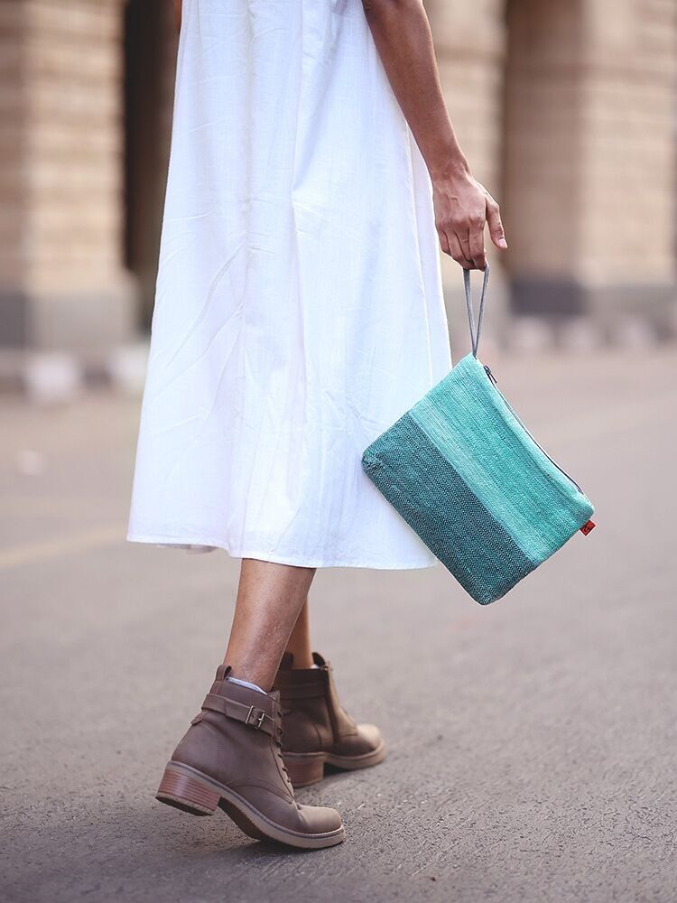 Vegan Clutch Bag - Green Mint