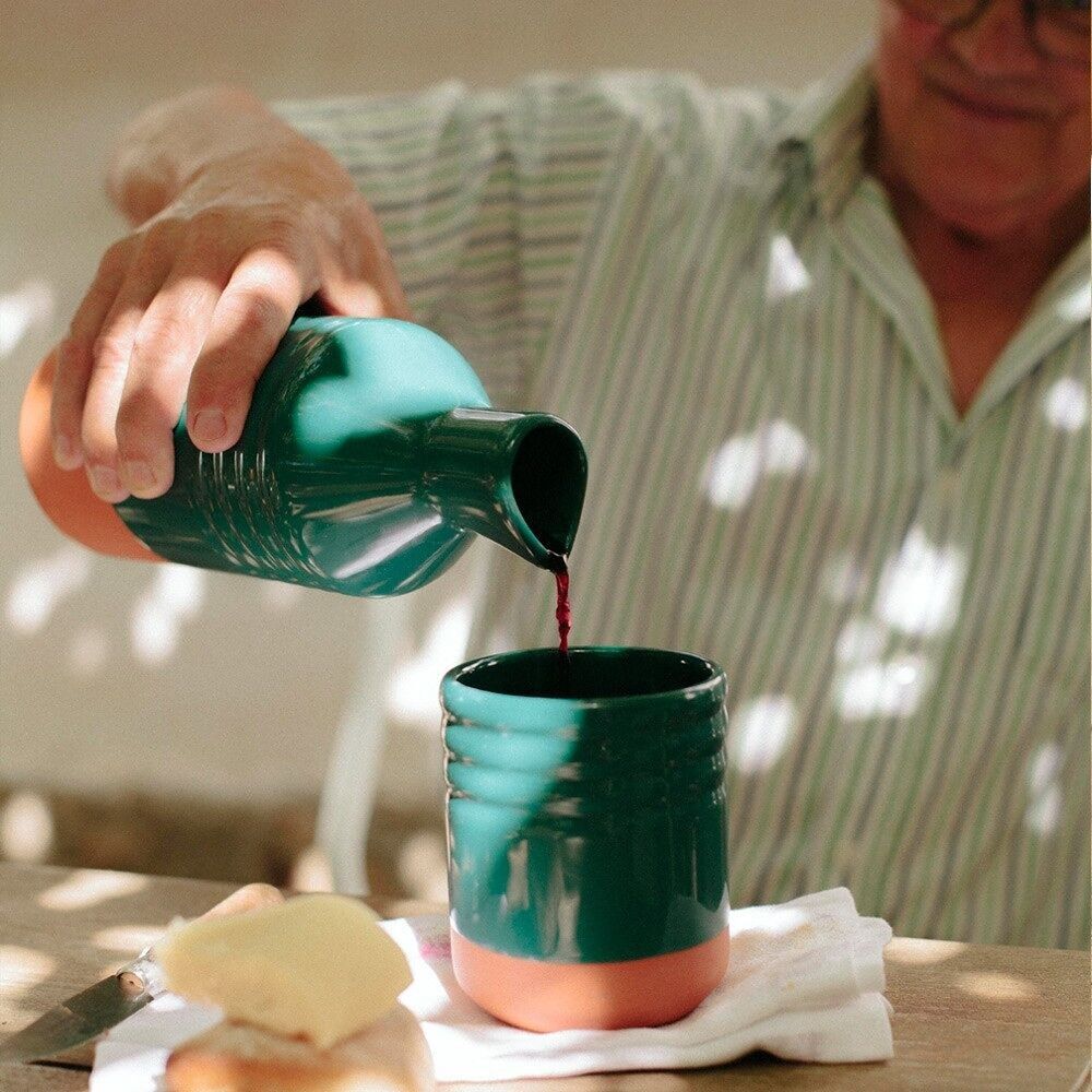 Glazed terracotta clay bottle - Green