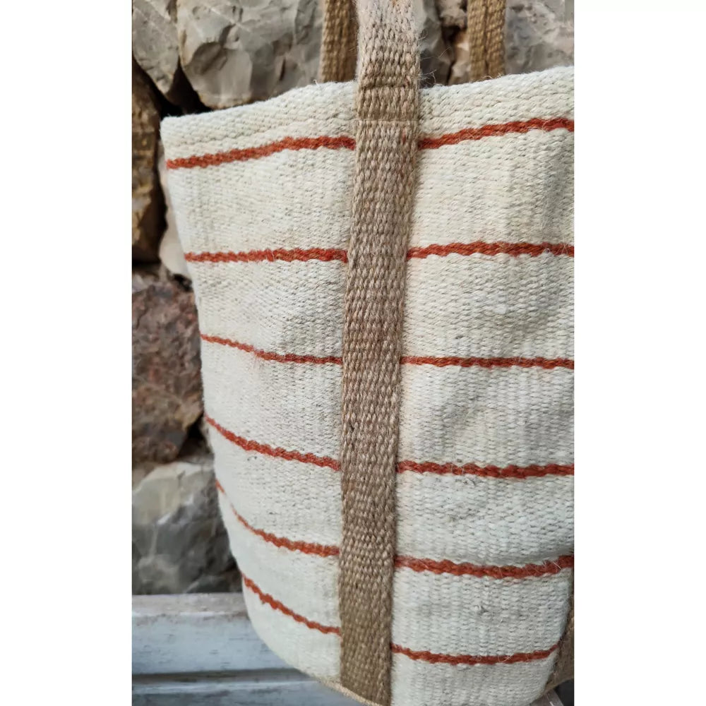 Handcrafted Jute Bag / Beige, Offwhite, Terracotta