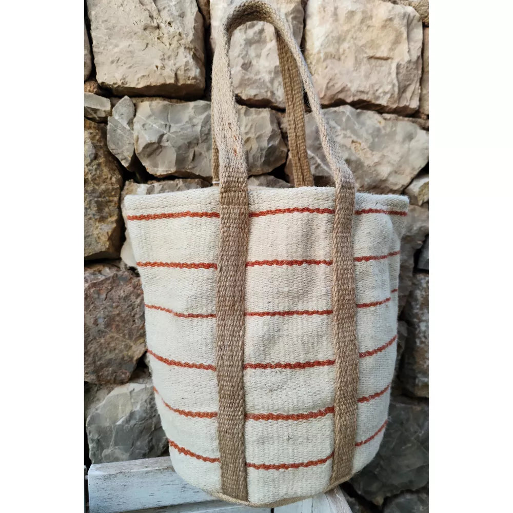 Handcrafted Jute Bag / Beige, Offwhite, Terracotta