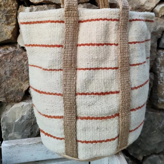 Handcrafted Jute Bag / Beige, Offwhite, Terracotta