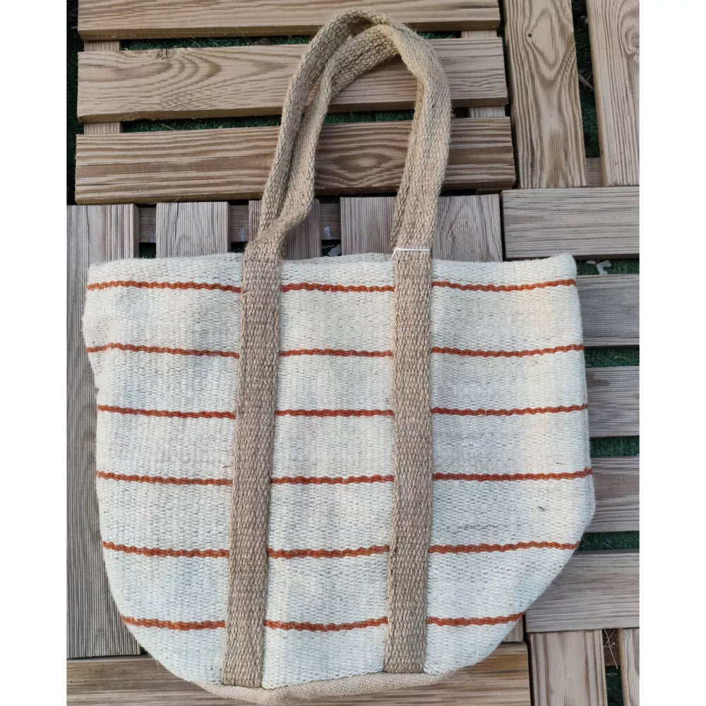 Handcrafted Jute Bag / Beige, Offwhite, Terracotta