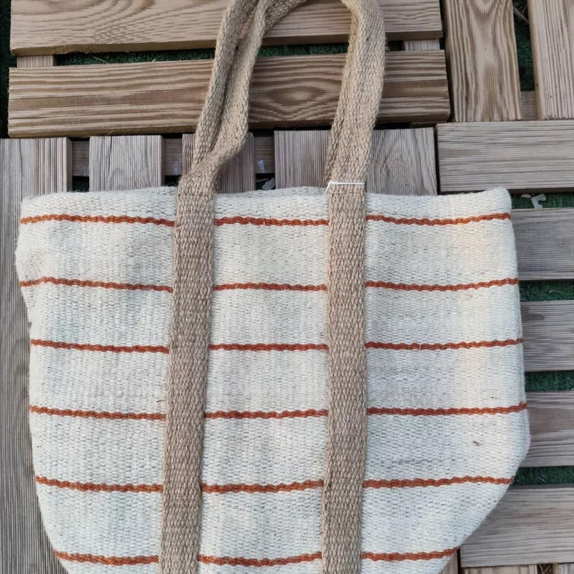 Handcrafted Jute Bag / Beige, Offwhite, Terracotta