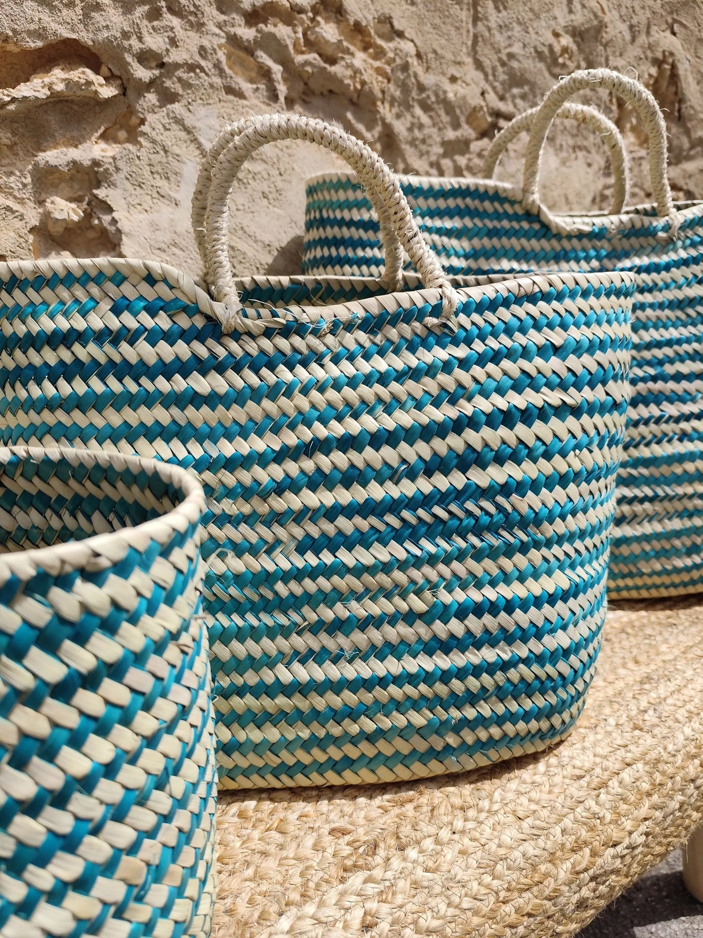 Set of 3 Hand-woven Palm Bags
