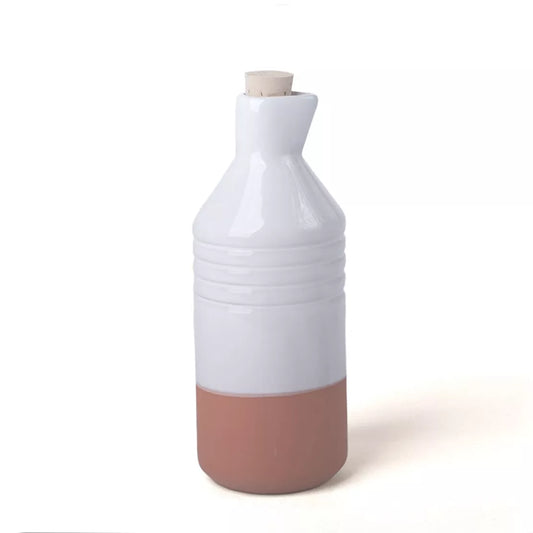 Glazed terracotta clay bottle - White