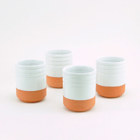 Glazed terracotta clay cups - White