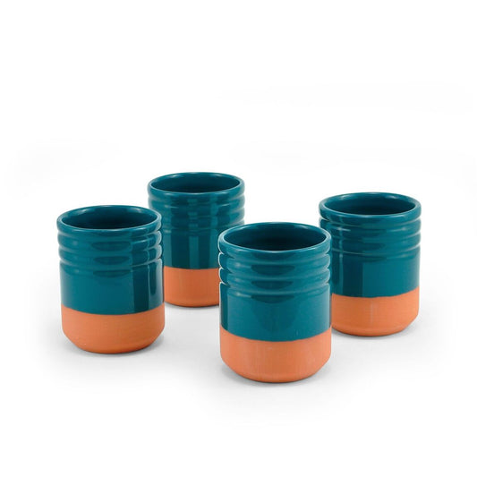 Glazed terracotta clay cups - Green