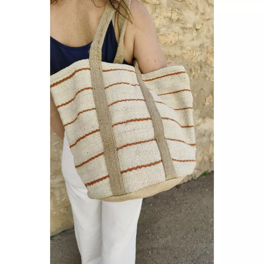 Handcrafted Jute Bag / Beige, Offwhite, Terracotta